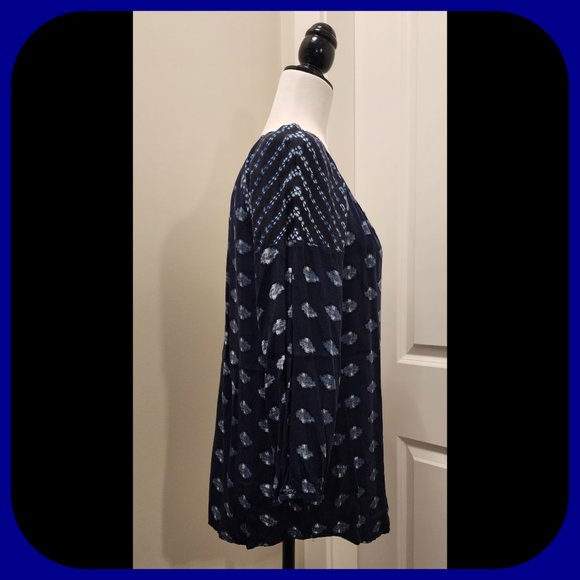 TRIBAL JEANS || Blue Boho Raglan Sleeve Top (SIZE M) - Picture 4 of 10